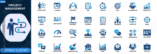 Cuadro en lienzo Project management icon set