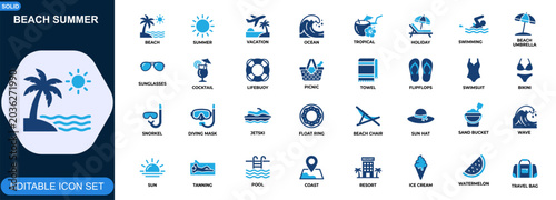 Foto Beach summer icon set