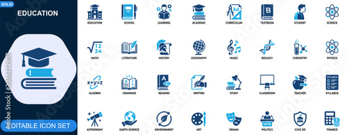 Canvastavla Education and Academic Subjects Icon Set