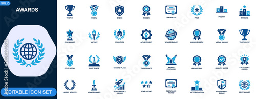 Bilde på lerret Awards and recognition icon set