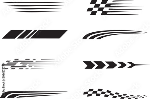 Speed motion line icon set racing stripe symbols collection with dynamic fast movement graphic design elements
