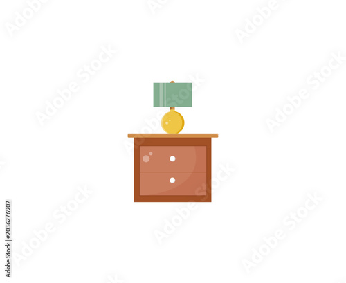 Bedside table with lamp icon. Vector illustration