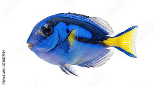 Foto Blue tang fish with vibrant coloration and detailed scales isolated on transpare