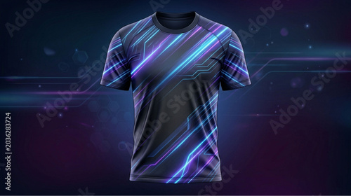 Neon, Glowing, Cyberpunk T-Shirt, Futuristic Apparel, Black Clothing