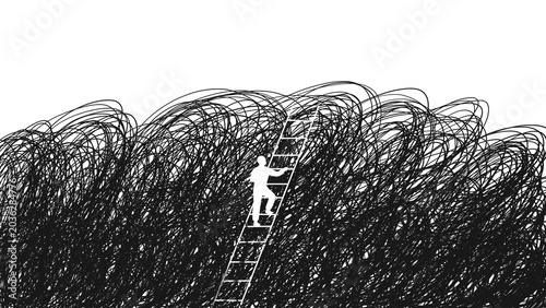 Tablou pe pânză Concept of finding way out of chaos, mental health or overcoming obstacles