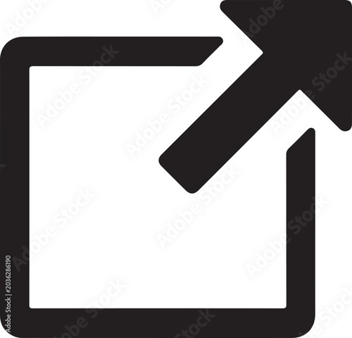 Bilde på lerret Square outline icon with diagonal outgoing arrow representing export, share and external link action