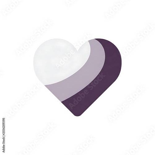 Asexual Pride Flag Heart Symbol In Shades Of Gray And Purple.