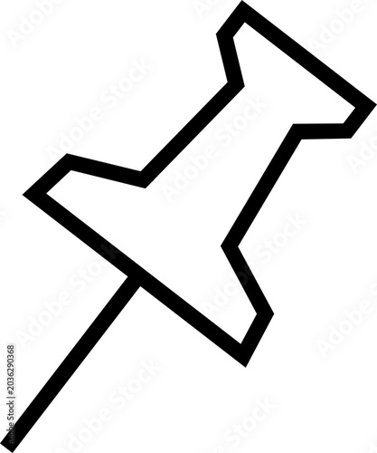 Black push pin icon - outline