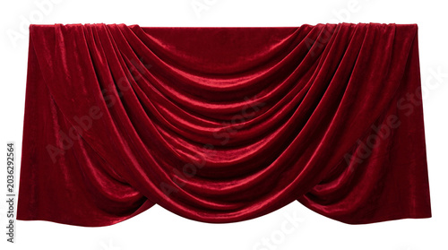 фотографія Red velvet theatre curtain swag on transparent background