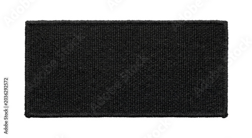 Obraz na plátne Blank black rectangular embroidered patch on transparent background