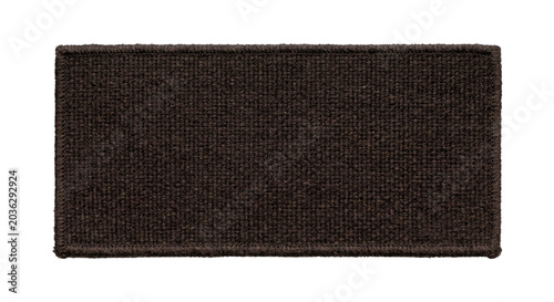 Fotografie Blank dark brown rectangular embroidered patch on transparent background