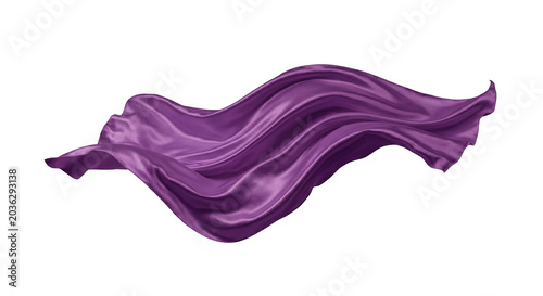 Billede på lærred Floating purple silk fabric blowing in wind