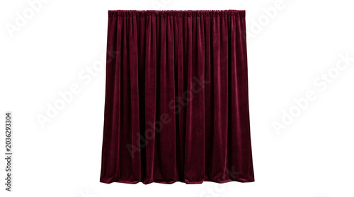 Canvastavla Deep red velvet theater curtains hanging on transparent background