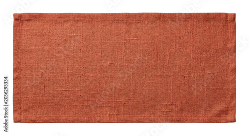 Bild auf Leinwand Blank terracotta linen rectangular fabric mat on transparent background