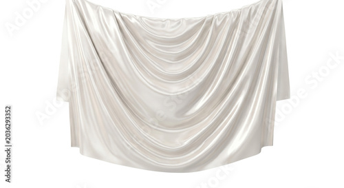 Schilderij op canvas White satin fabric elegantly draped on transparent background