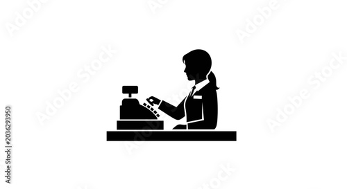 Woman working at a cash register.