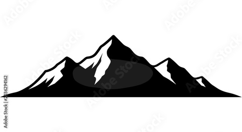 Snowy Mountain Peaks Silhouette Landscape.