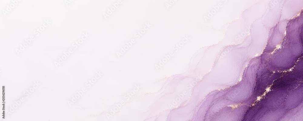 Fototapeta premium Luxury Violet Marble Banner Collection With Gold Fluid Texture And Elegant Copy Space. Premium Alcohol Ink Abstract Background Set For Branding Design