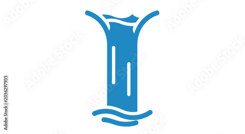 Blue letter I in water splash.