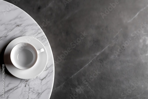 Minimalist Coffee Cup on Marble and Dark Stone Surface
