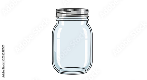 Empty glass mason jar container.