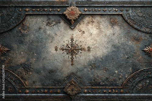 Dark background, ancient texture, subtle arcane markings and symbols on edges.
