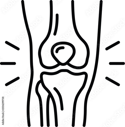 Fotografia Knee joint pain illustration with inflamed area highlighted for medical and heal