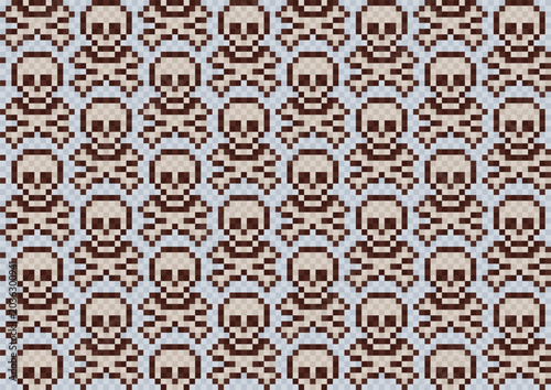 The seamless pixel background with skulls.