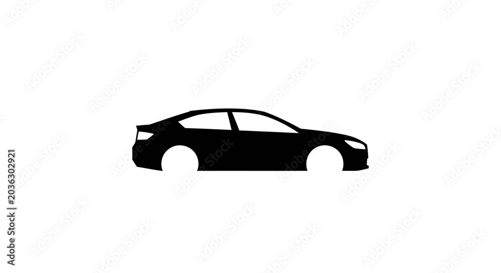 Obraz premium Black sedan car side view.