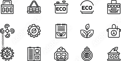 Tableau sur toile Eco friendly icons for sustainable living and technology