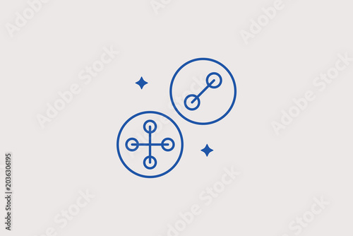 Foto Set of four round plastic clothing buttons line icon for garment manufacturing accessories