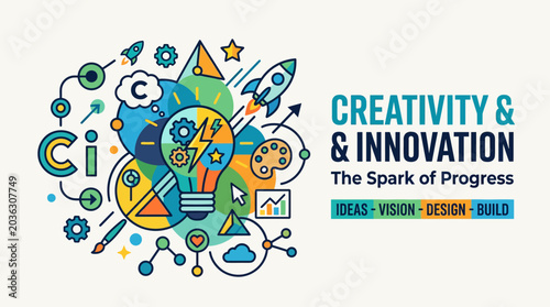 A colorful illustration representing creative ideas and innovation concepts