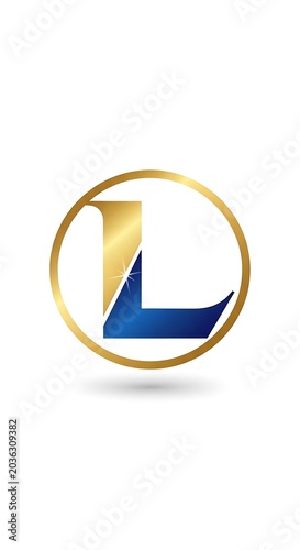 Gold and Blue Letter L Logo Floating on White Background