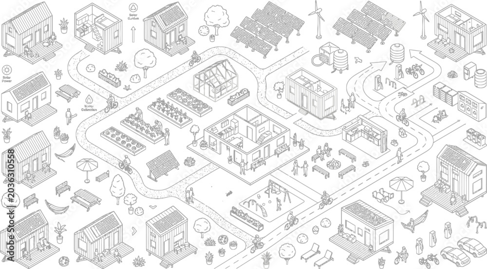 Obraz premium Isometric city map layout with buildings and urban infrastructure, isometric