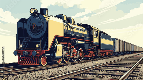 Photos Vintage steam locomotive train running on railroad tracks retro transportation v