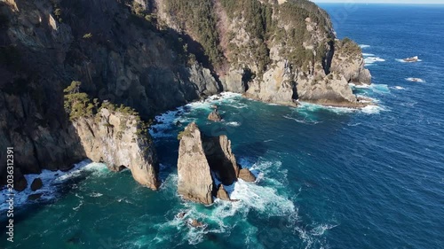 北山崎の断崖絶壁（空撮） - 岩手県下閉伊郡田野畑村,日本
