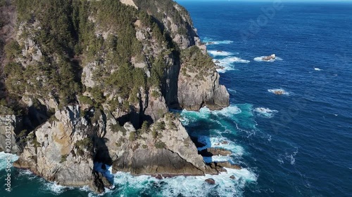 北山崎の断崖絶壁（空撮） - 岩手県下閉伊郡田野畑村,日本