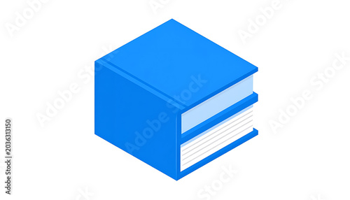 Isolated isometric view of two blue books stacked, educational or literature concept, simple graphic representation
