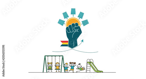 Quadro em tela Empowered raised fist symbol representing empowerment and progress