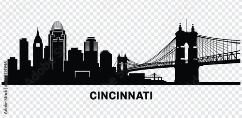 Cincinnati city skyline silhouette, vector illustration