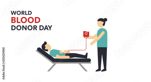 Foto World Blood Donor Day concept illustration with patient and nurse