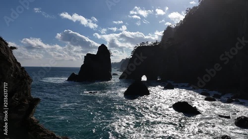 北山崎の断崖絶壁（空撮） - 岩手県下閉伊郡田野畑村,日本