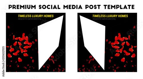 Premium Luxury Real Estate Social Media Carousel Template isolated transparent background, editable vector artwork PNG file, modern Instagram property promotion design