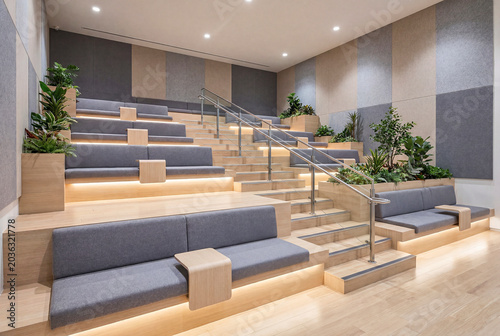 Clean Educational Library Interior With Daylight, Study Desks and Lounge Seating for Quiet Academic Themes