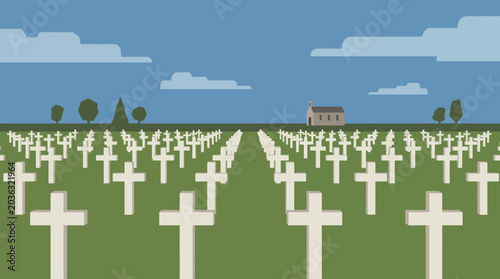 Bild auf Leinwand Memorial Cross Rows at Normandy American Cemetery