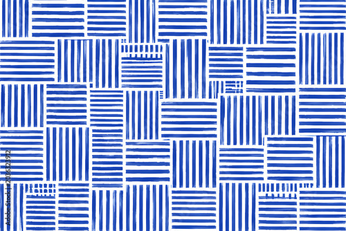 青の手描きストライプ幾何学パターン背景