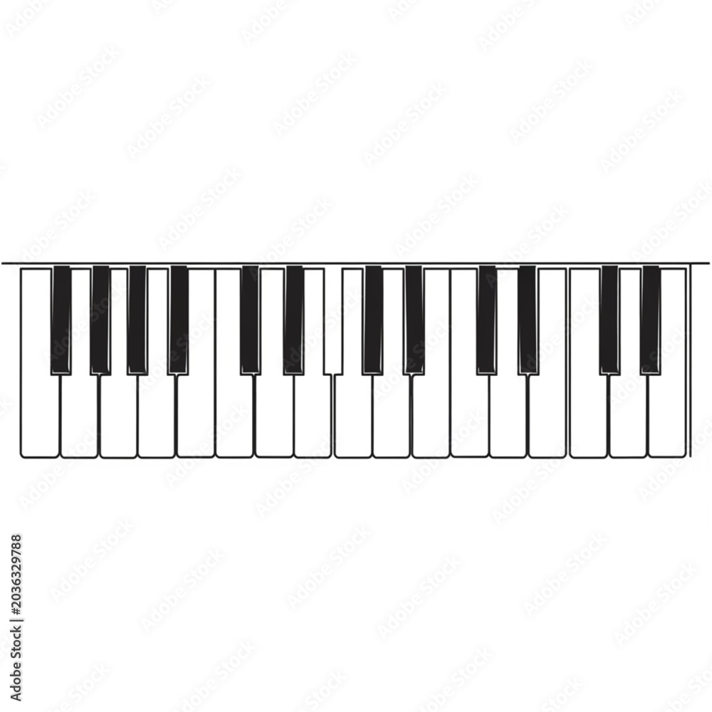 Fototapeta premium A close-up view of a traditional piano keyboard indoors with black and white keys.