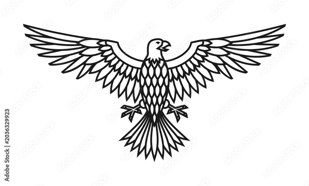 Obraz premium Eagle vector art. Logo desing. Heraldic coat of arms sign. Royal and Freedom symbol. Artistic bird illustration.