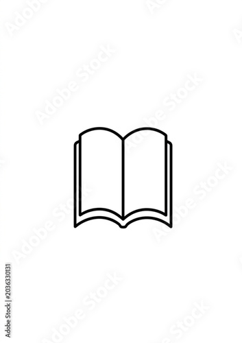 Open Book Line Icon On White Background Simple Illustration