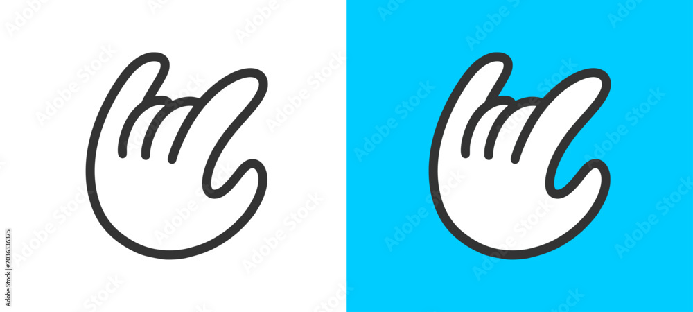 Fototapeta premium Rock on hand gesture doodle icon displaying human horn fingers rock music symbol with blue background for alternative youth culture streetwear clothing brand apparel merchandise clip art.